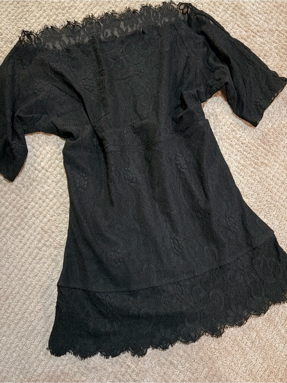 Black Lace Off-Shoulder Tunic Top